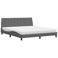 vidaXL Letto con Materasso Grigio Scuro 180x200 cm Tessuto