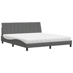 vidaXL Letto con Materasso Grigio Scuro 180x200 cm Tessuto