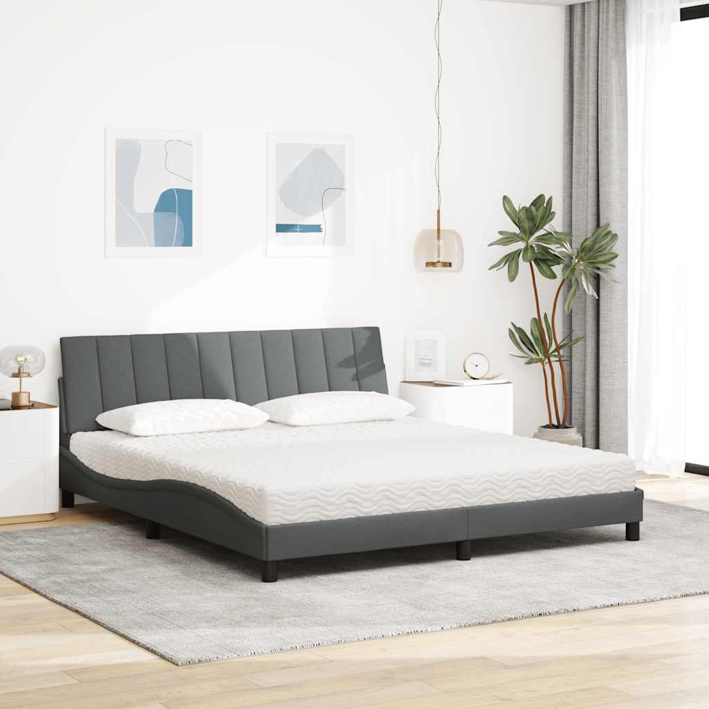 Letto con Materasso Grigio Scuro 180x200 cm Tessuto 3310546