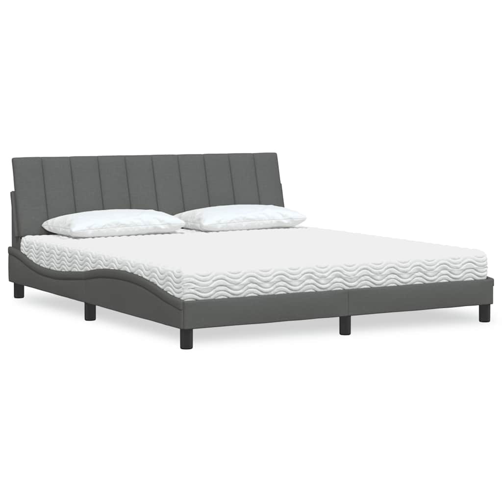 vidaXL Letto con Materasso Grigio Scuro 180x200 cm Tessuto
