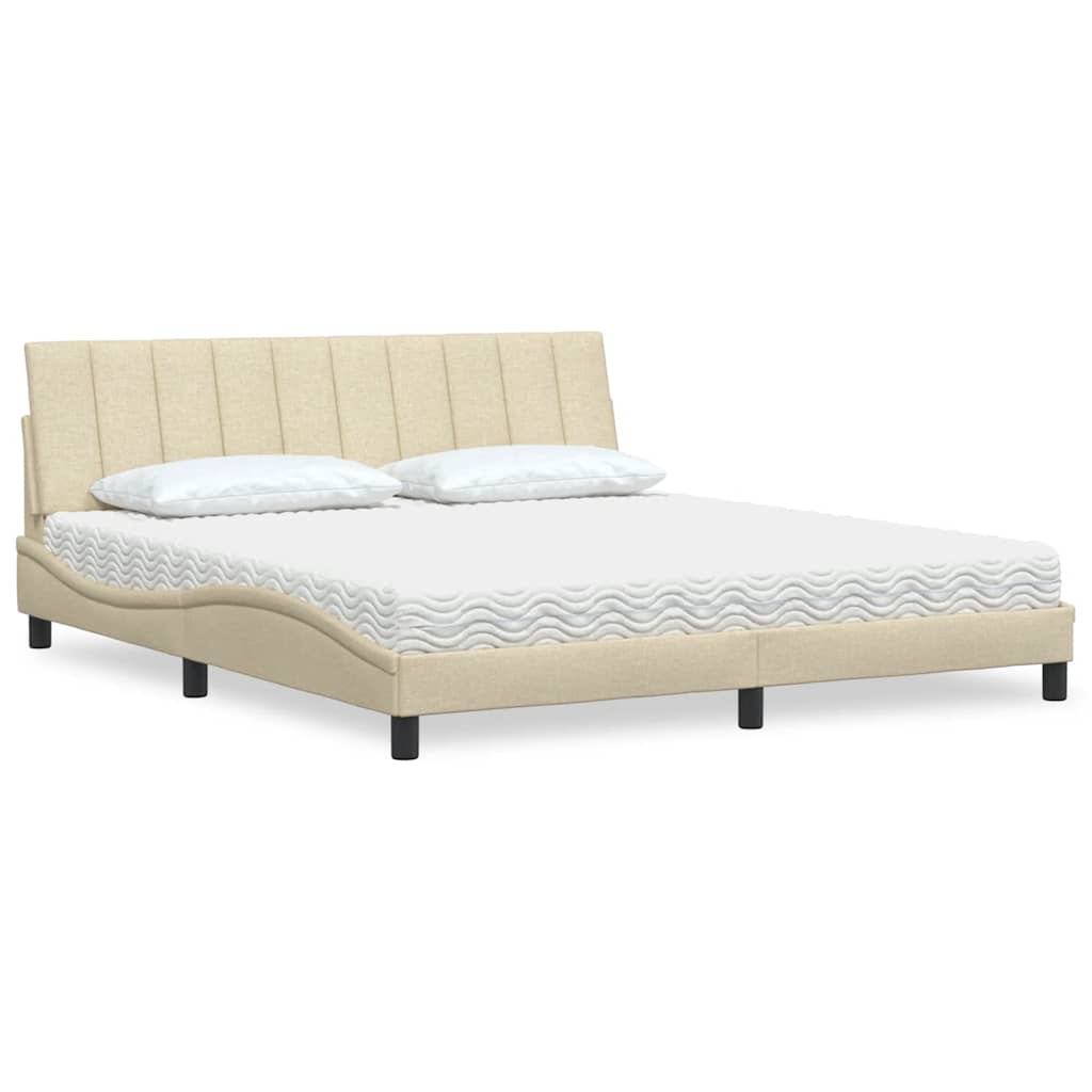 vidaXL Letto con Materasso Crema 180x200 cm in Tessuto