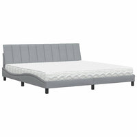 Letto con Materasso Grigio Chiaro 200x200 cm in Tessuto 3310552