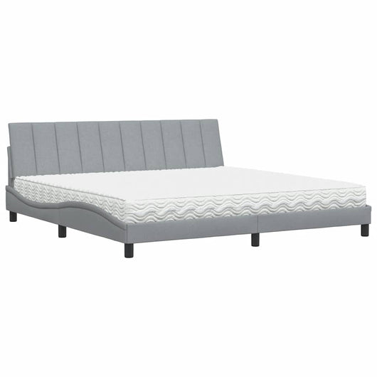 vidaXL Letto con Materasso Grigio Chiaro 200x200 cm in Tessuto