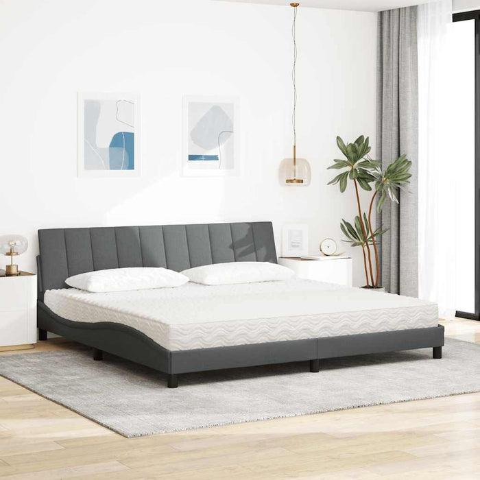 Letto con Materasso Grigio Chiaro 200x200 cm in Tessuto 3310552