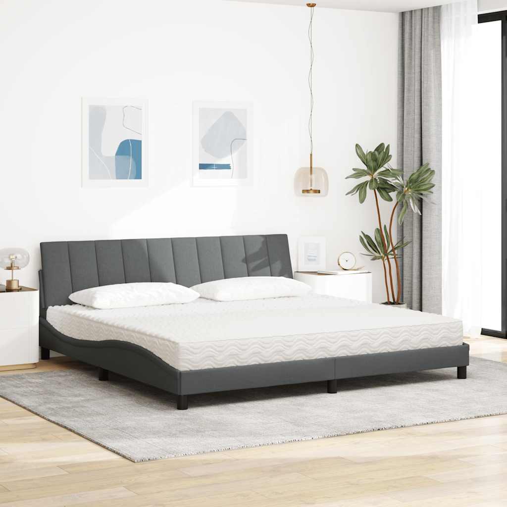 vidaXL Letto con Materasso Grigio Chiaro 200x200 cm in Tessuto