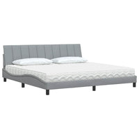 Letto con Materasso Grigio Chiaro 200x200 cm in Tessuto 3310552