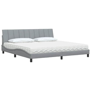 Letto con Materasso Grigio Chiaro 200x200 cm in Tessuto 3310552