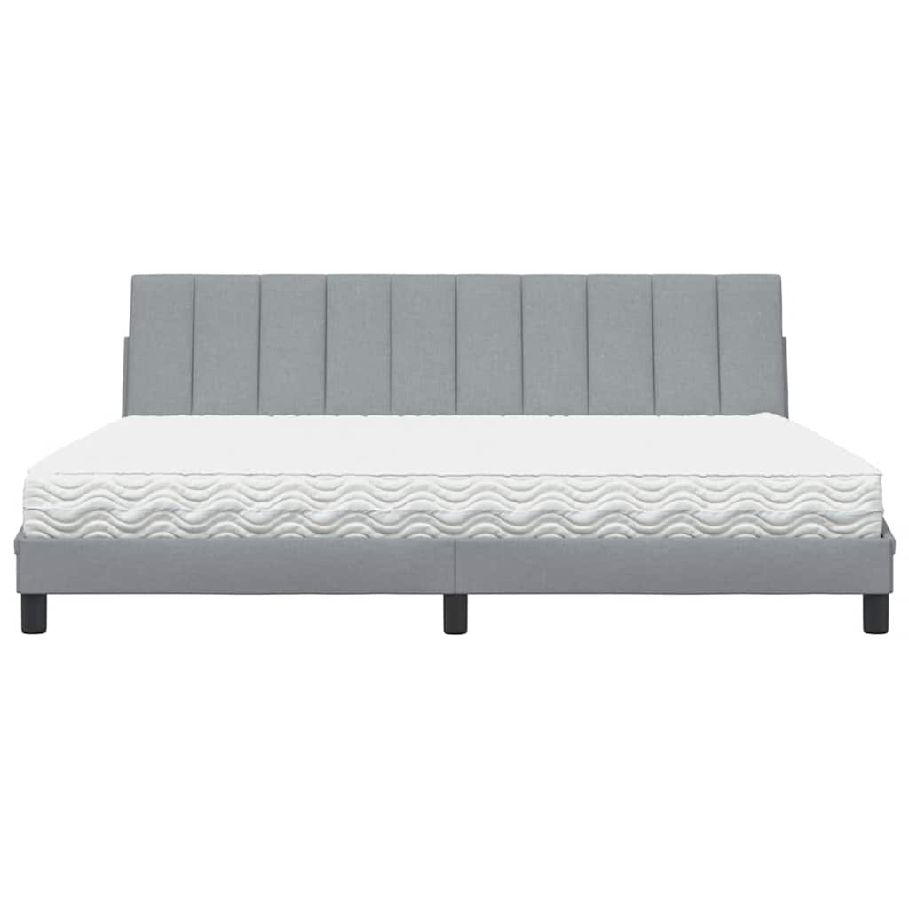Letto con Materasso Grigio Chiaro 200x200 cm in Tessuto 3310552