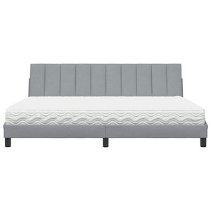 Letto con Materasso Grigio Chiaro 200x200 cm in Tessuto 3310552