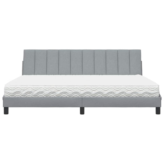 Letto con Materasso Grigio Chiaro 200x200 cm in Tessuto 3310552