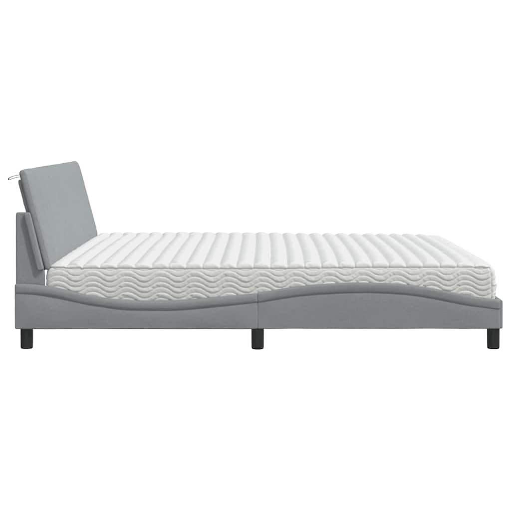 Letto con Materasso Grigio Chiaro 200x200 cm in Tessuto 3310552