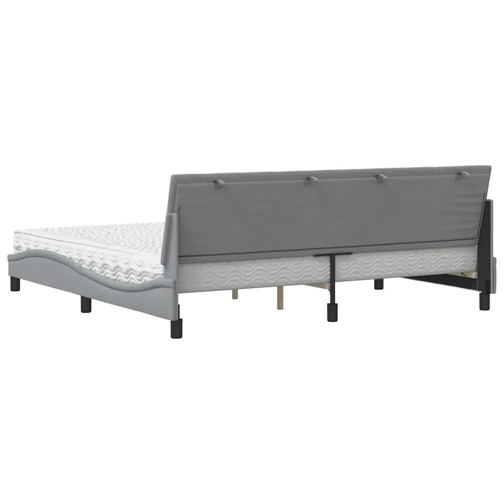 Letto con Materasso Grigio Chiaro 200x200 cm in Tessuto 3310552