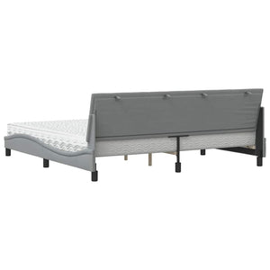 Letto con Materasso Grigio Chiaro 200x200 cm in Tessuto 3310552