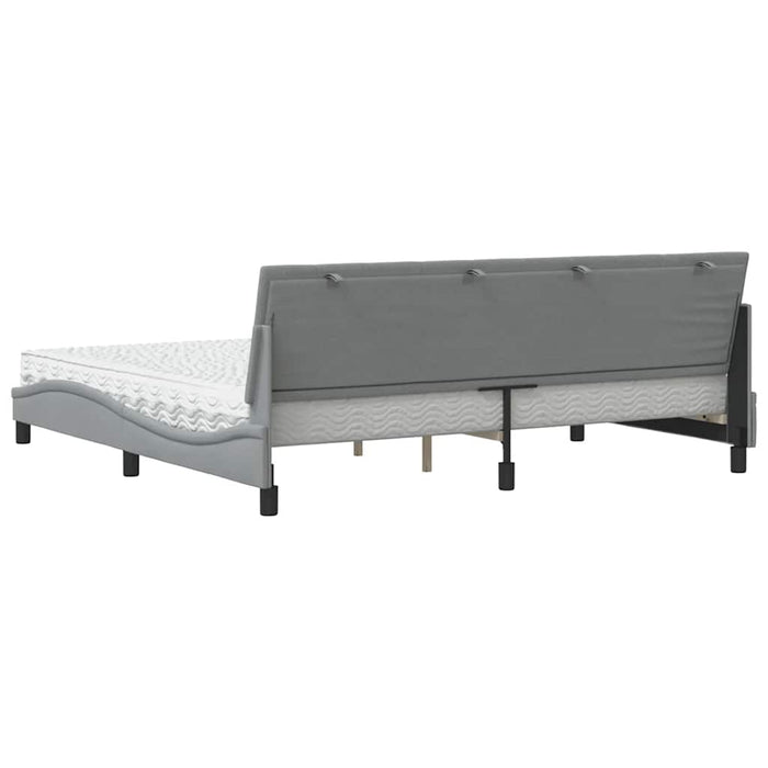 Letto con Materasso Grigio Chiaro 200x200 cm in Tessuto 3310552