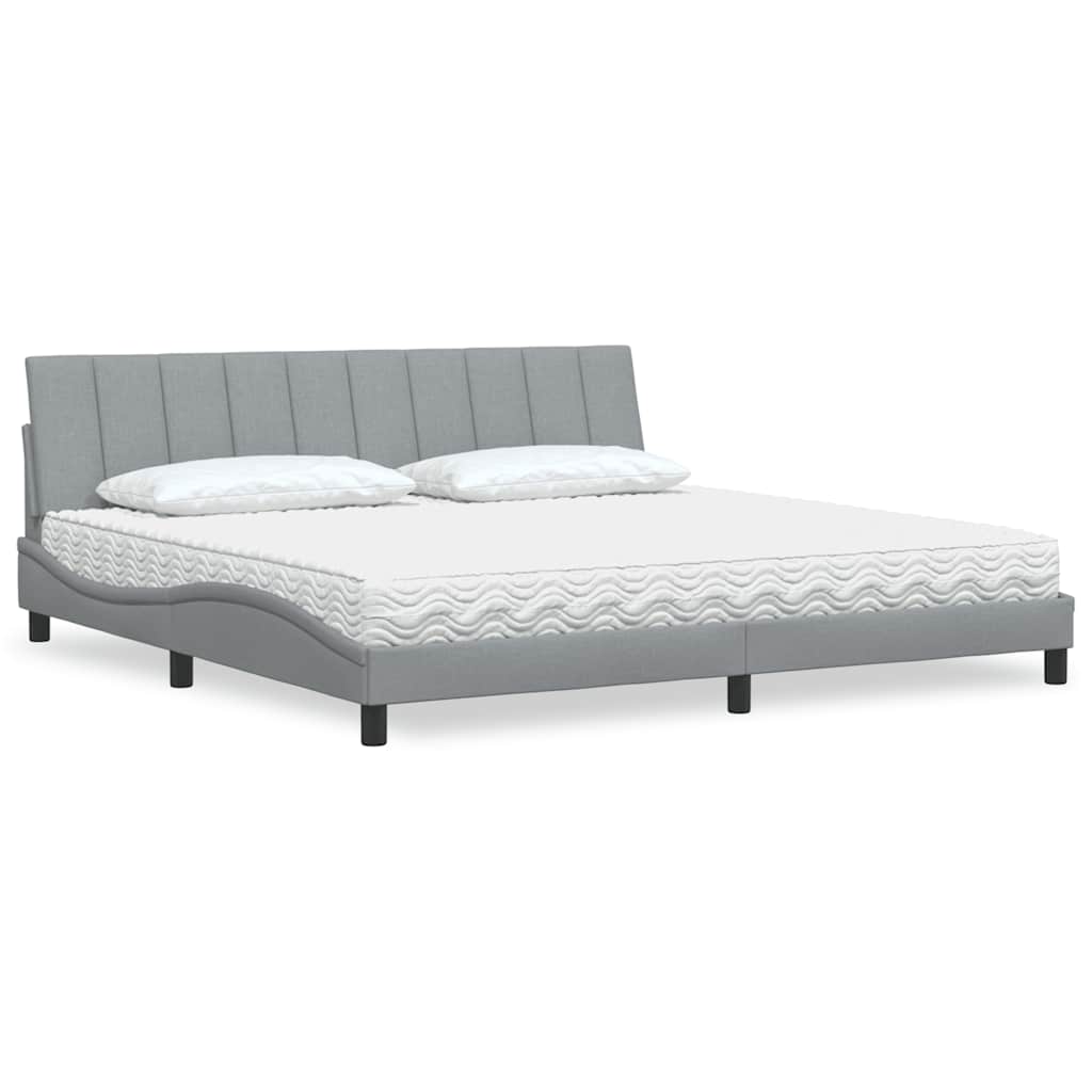 Letto con Materasso Grigio Chiaro 200x200 cm in Tessuto 3310552