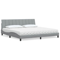 Letto con Materasso Grigio Chiaro 200x200 cm in Tessuto 3310552