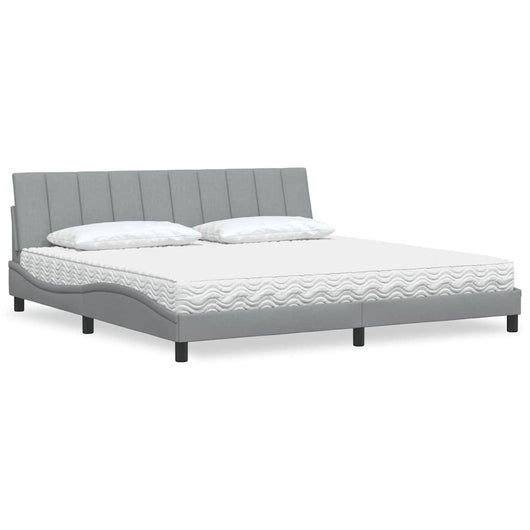 Letto con Materasso Grigio Chiaro 200x200 cm in Tessuto 3310552