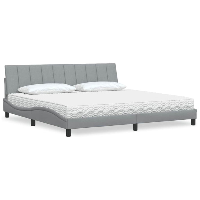 vidaXL Letto con Materasso Grigio Chiaro 200x200 cm in Tessuto