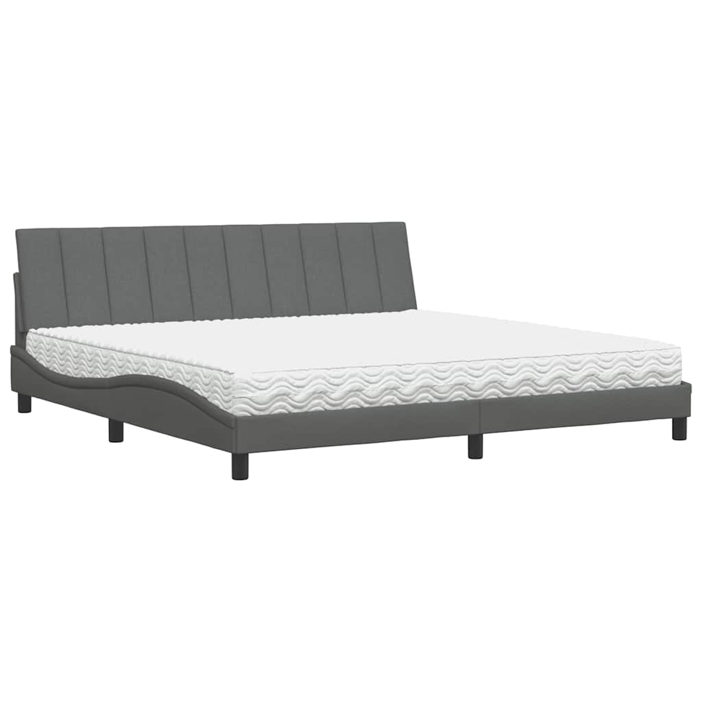 vidaXL Letto con Materasso Grigio Scuro 200x200 cm in Tessuto