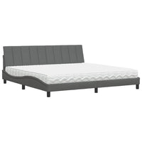 vidaXL Letto con Materasso Grigio Scuro 200x200 cm in Tessuto