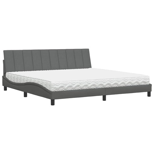 vidaXL Letto con Materasso Grigio Scuro 200x200 cm in Tessuto