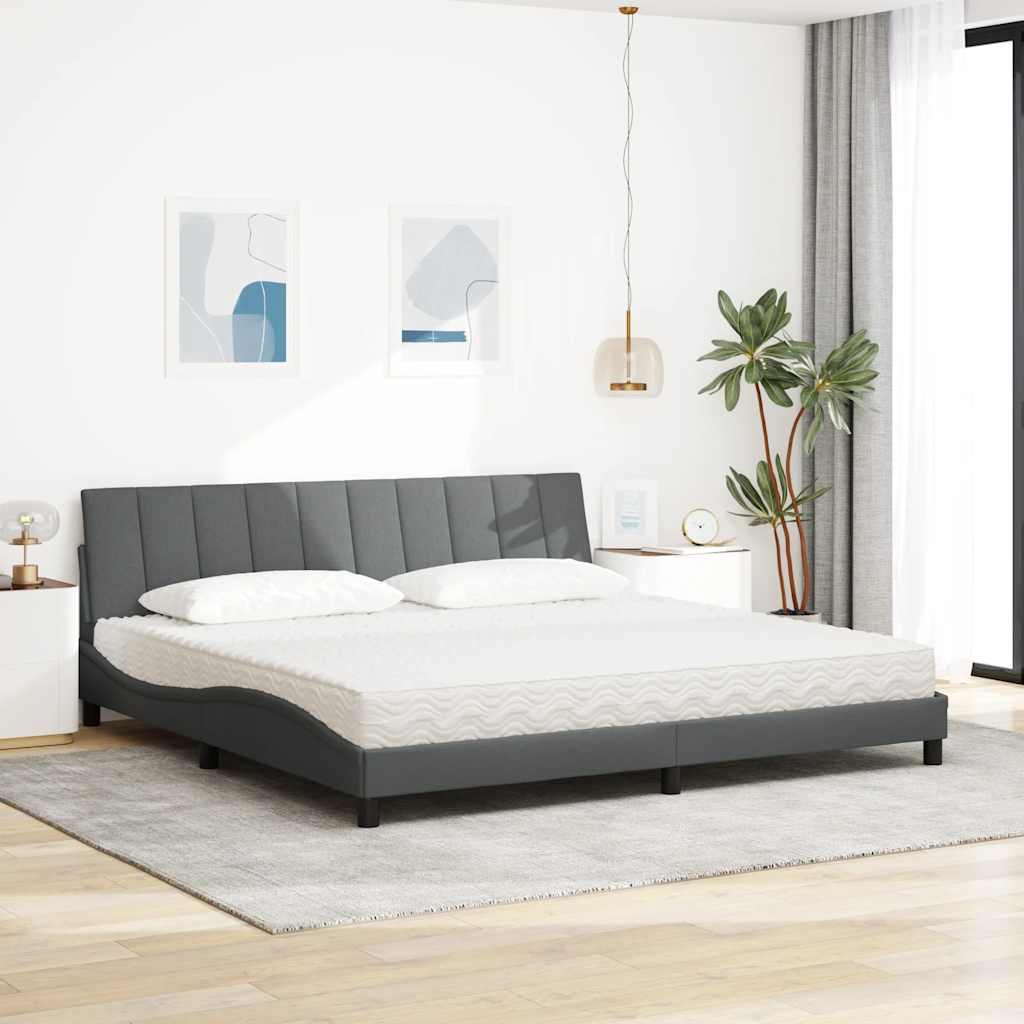 vidaXL Letto con Materasso Grigio Scuro 200x200 cm in Tessuto