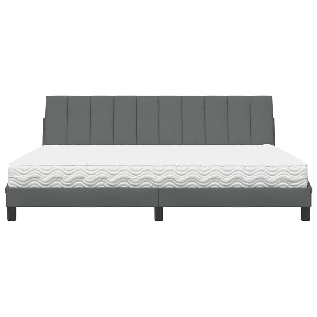 vidaXL Letto con Materasso Grigio Scuro 200x200 cm in Tessuto