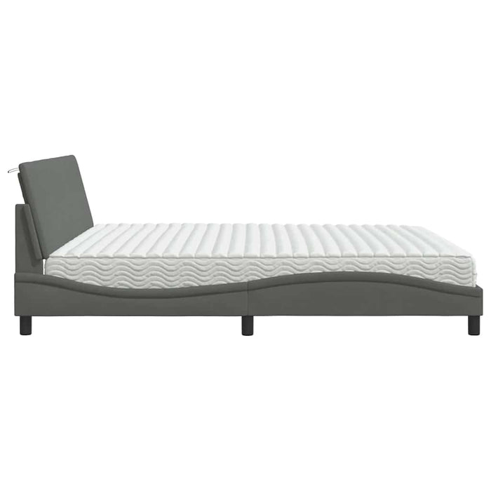 vidaXL Letto con Materasso Grigio Scuro 200x200 cm in Tessuto