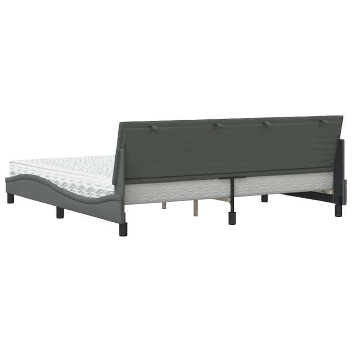 vidaXL Letto con Materasso Grigio Scuro 200x200 cm in Tessuto