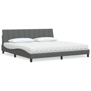 vidaXL Letto con Materasso Grigio Scuro 200x200 cm in Tessuto