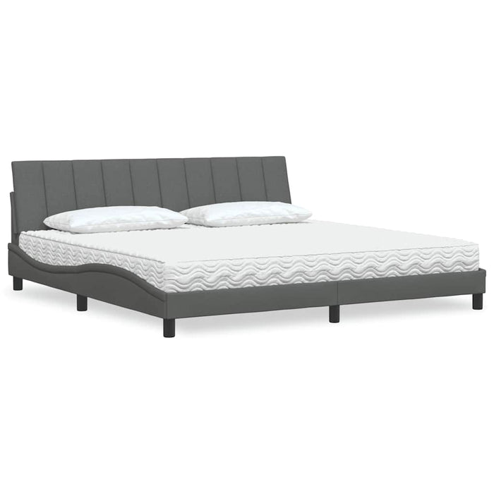 vidaXL Letto con Materasso Grigio Scuro 200x200 cm in Tessuto