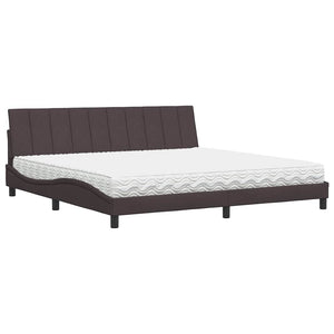 Letto con Materasso Hanko Marrone Scuro 200x200 cm in Tessuto 3310555