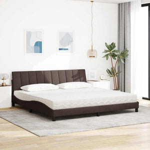 Letto con Materasso Hanko Marrone Scuro 200x200 cm in Tessuto 3310555