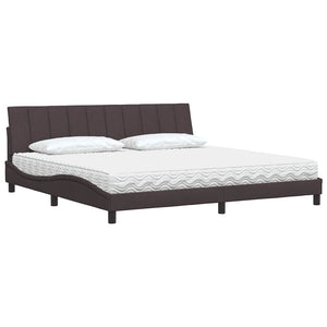 Letto con Materasso Hanko Marrone Scuro 200x200 cm in Tessuto 3310555