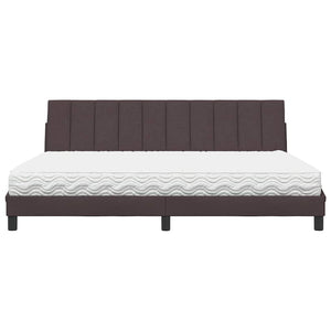 Letto con Materasso Hanko Marrone Scuro 200x200 cm in Tessuto 3310555