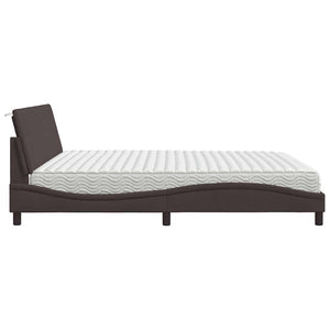 Letto con Materasso Hanko Marrone Scuro 200x200 cm in Tessuto 3310555