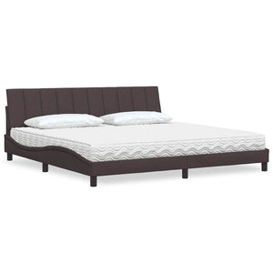 Letto con Materasso Hanko Marrone Scuro 200x200 cm in Tessuto 3310555
