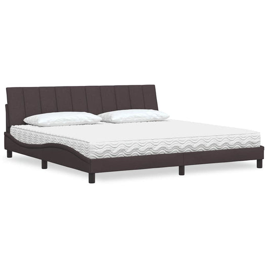 Letto con Materasso Hanko Marrone Scuro 200x200 cm in Tessuto 3310555