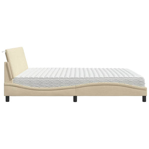 vidaXL Letto con Materasso Crema 200x200 cm in Tessuto