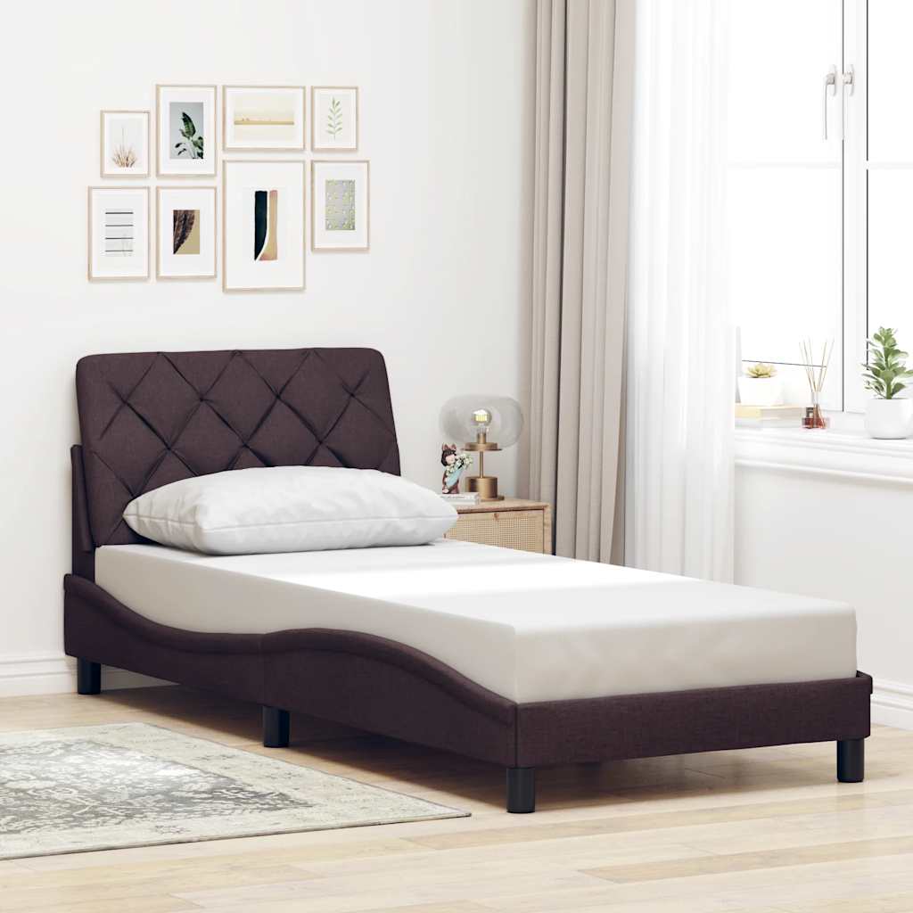Giroletto senza Materasso-Struttura Letto Marrone Scuro 90x190 cm Tessuto