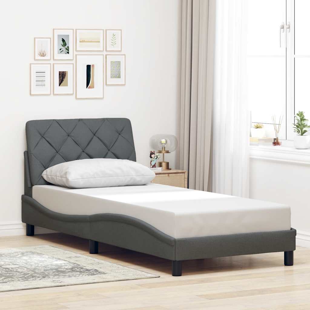 vidaXL Giroletto senza Materasso Grigio Scuro 90x200 cm Tessuto