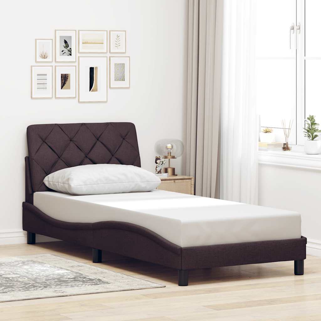 Giroletto senza Materasso-Struttura Letto Marrone Scuro 90x200 cm Tessuto 230502