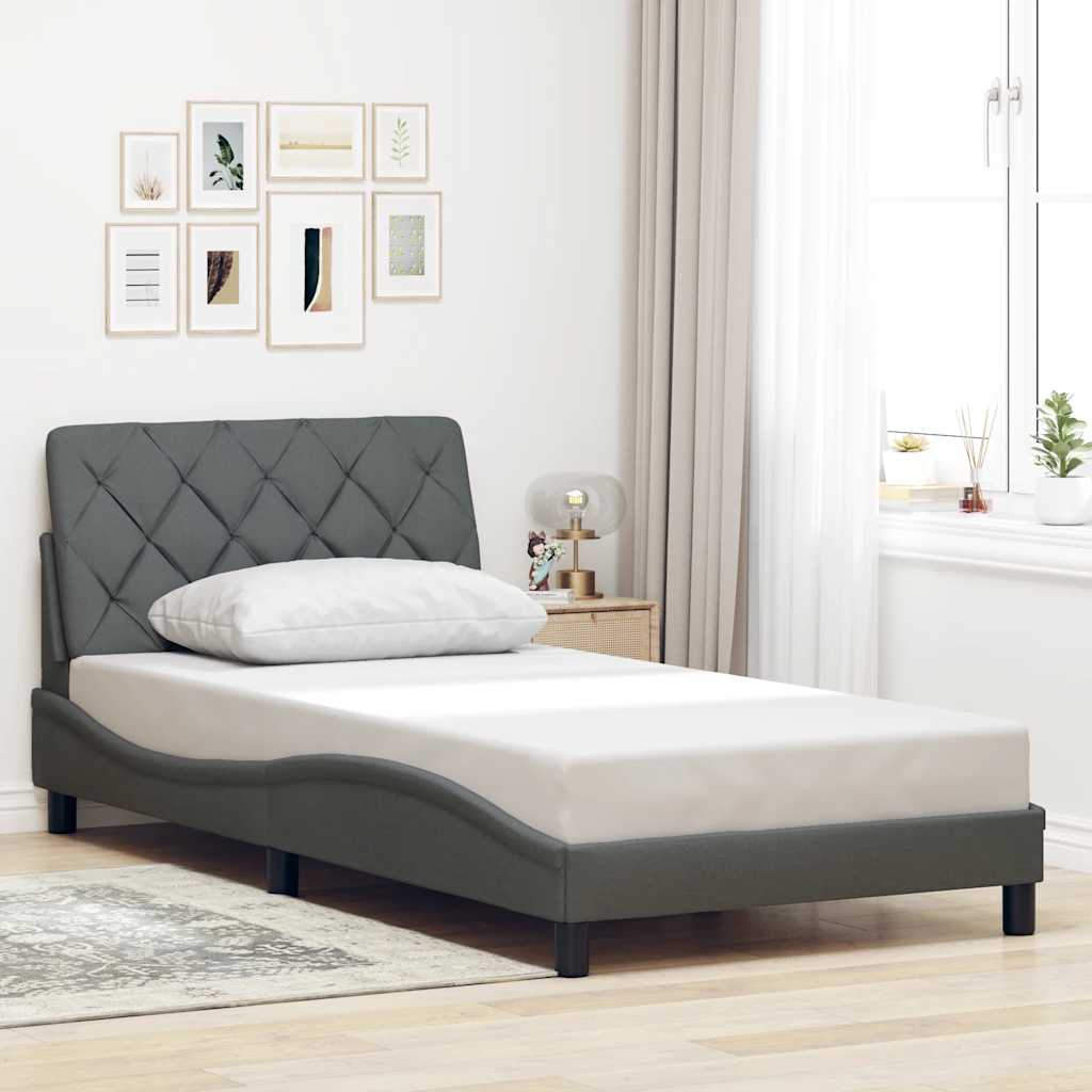 vidaXL Giroletto senza Materasso Grigio Scuro 100x200 cm Tessuto
