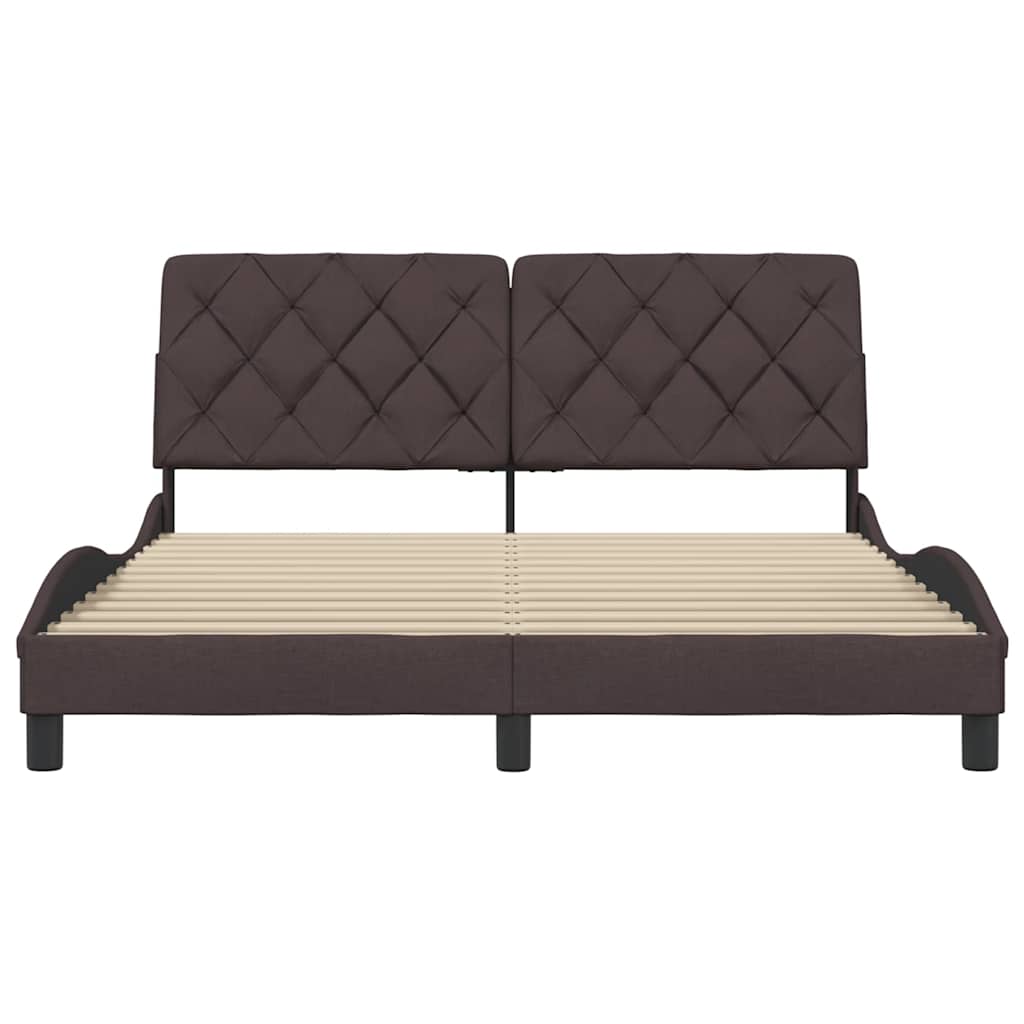 vidaXL Giroletto senza Materasso Marrone Scuro 160x200 cm Tessuto