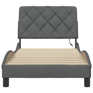 vidaXL Giroletto con LED senza Materasso Grigio Scuro 90x200cm Tessuto