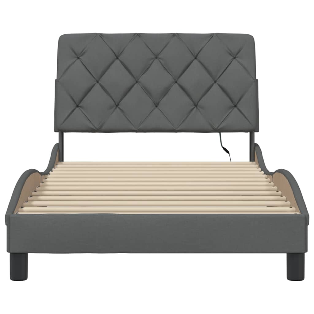 vidaXL Giroletto con LED senza Materasso Grigio Scuro 100x200 cm