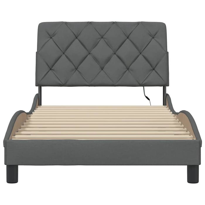 vidaXL Giroletto con LED senza Materasso Grigio Scuro 100x200 cm