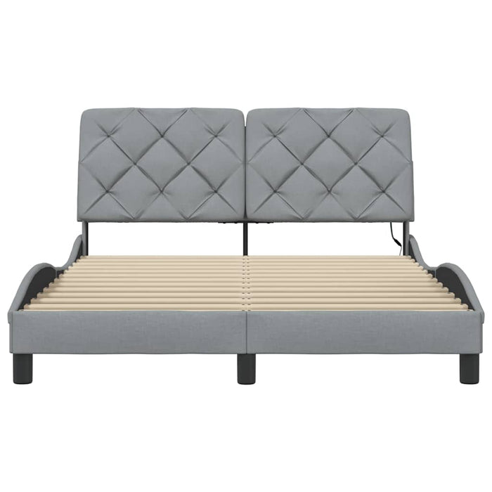 vidaXL Giroletto con LED senza Materasso Grigio Chiaro 140x190 cm