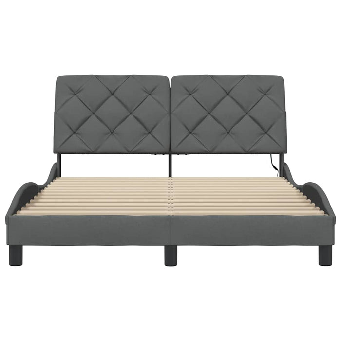 vidaXL Giroletto con LED senza Materasso Grigio Scuro 140x190 cm