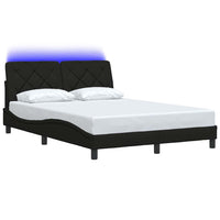 vidaXL Giroletto con LED senza Materasso Nero 140x190 cm in Tessuto